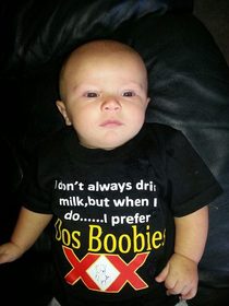 My Brother-In-Law was hosting a Bachelor Party today This is what he dressed my nephew in for the occasion