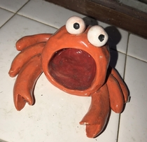 My brother made this crab its seen some shit