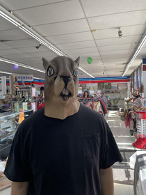My brother saw a squirrel mask at the thrift store