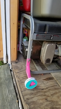 My brother used my nieces training wheels to make his generator easier to move