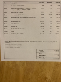 My Brothers invoice for this year I prepared the tax return