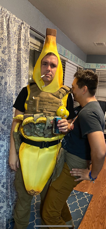 My buddy and I were debating what the best costume was We agreed on banana then he upped the ante