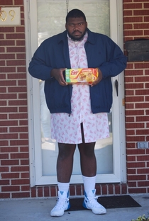 My buddy dressed up as Eleven in honor of Stranger Things season 