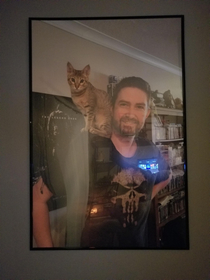 My buddy gave my fiance and I a photo of himself and his cat as a house warming gift