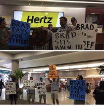 My buddy is very easily embarrassed so we found out which flight he was flying in on and decided to make SportCenter Game-day signs and meet him at the airport