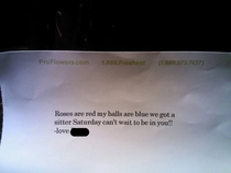 My buddy sent this card along with flowers to his wife yesterday