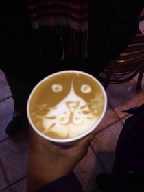 My buddy told me that lattes are for pussies as I ordered one Here is how the barista interpreted what he said