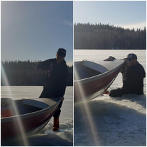 My buddy was really excited that he could stand on the ice