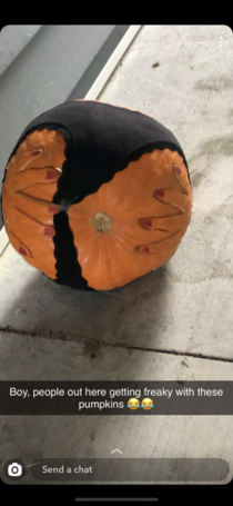 My buddys carved an interesting pumpkin for Halloween