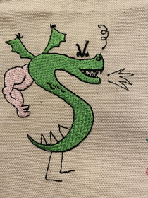 My buddys wife got an embroidery machine this is the first thing he made on it