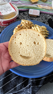 My Chick-fil-A bun smiled at me before it met its demise