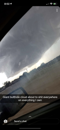 My city is in an active tornado warning and my friend sends me this