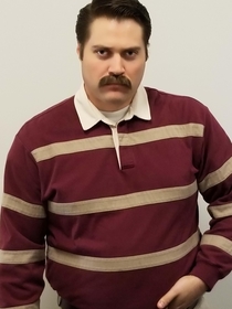 My co-worker dressed up as Ron Swanson