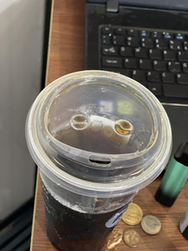 My coffee cup made a silly face