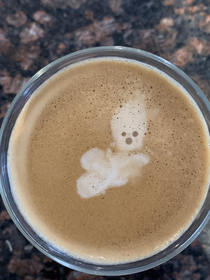 My coffee this morning produced a baby Groot