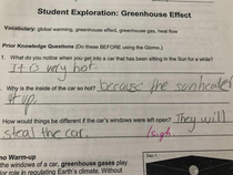 My cousin is a school teacher and just graded this test from her student She still gave him credit for the answer