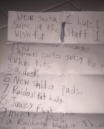My cousins Christmas list He meant tights
