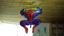 My coworker bought his kid a Spiderman balloon