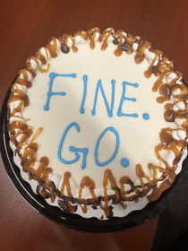 My coworkers got me a cake for my last day on the job