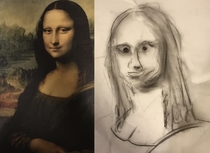 My dad is visiting Guatemala for the month his friend Anna has a cute rule that if you want to stay in her guest room you must draw the Mona Lisa This is his masterpiece I think he nailed it to be honest