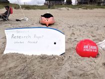 My Dad works for Discovery and thinks hes hilarious Today he put this out on the beach and waited for volunteers