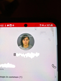 My Dads Contact Picture for Me is My Mugshot Asked him to screenshot it for me so he took a picture of his phone with my mom s phone sent the picture to himself to send to me 