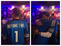 My dads custom Lions jersey hes not sick or terminal or anything he just really wants to see the Lions at the Super Bowl once before he dies Randoms strangers take pictures and offer hugs of solidarity