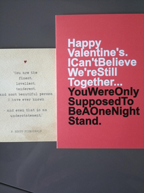 My dads valentines card compared to my mams one
