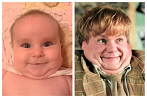 My daughter at  months years old vs Chris Farley at  years old