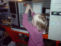 My daughter helping with computer assembly at  years old
