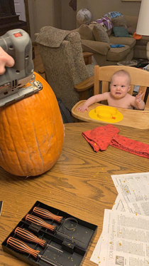 My daughter is not a fan of carving her pumpkin with power tools
