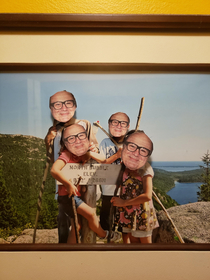 My daughter struck again pasting Danny Devito heads on family photos around the house