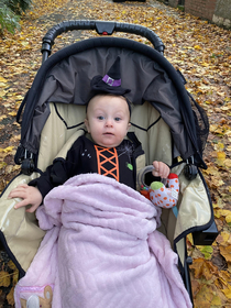 My daughter very shocked at me taking a photo of her dressed as a witch