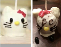 My daughter wanted me to make her Hello Kitty candy apples Nailed it