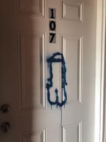 My door was vandalized in the night Im worried the vandal thinks this is what a normal dick looks like