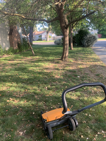 My elderly neighbor asked if Id mow her lawn Since her son was away I told her I didnt have a mowerwell she sure as did  Respect thy neighbor I need a beer