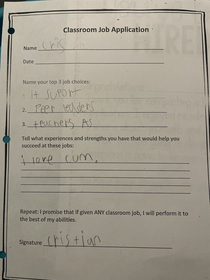 My fiance is a nd grade teacher one of her kids has an interesting reason why hell land his future job