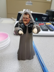 My fiance teased me about not having a picture of him at my desk so he made me this