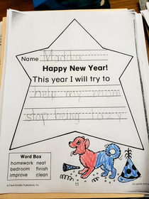 My first graders new years resolution