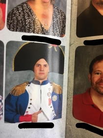 My French teacher dressed as Napoleon for yearbook pictures