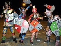 My friend and his band dressed as beer warriors for Halloween last year Home made costumes lots of beer disposed of properly