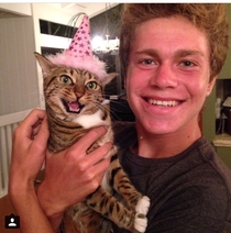 My friend and his cat Nikita on her birthday