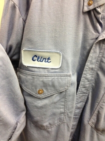 My friend Clint just got his new work shirt