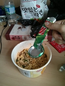 My friend didnt have a knife fork or chopsticks But she had balls of steel
