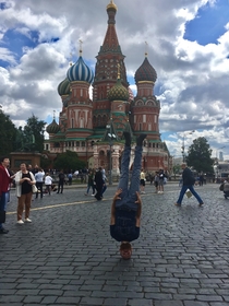 My friend enjoying the sights in Russia