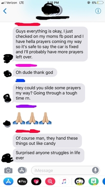 My friend got into an accident today and he finally told us how he was doing
