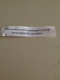 My friend got Rick rolled by a fortune cookie