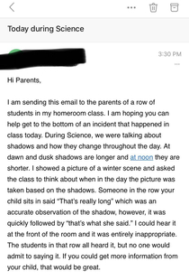 My friend got this email from her sons th grade teacher today Classic