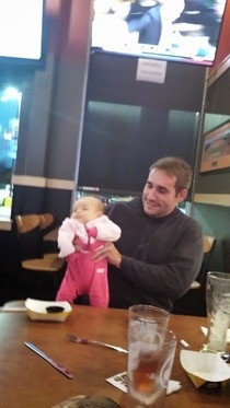 my friend holding a baby for the first time ever hes  and kept calling her it