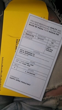 My friend in Portland was issued a parking ticket only to discover that she and many others were sentenced to a free slice of pizza